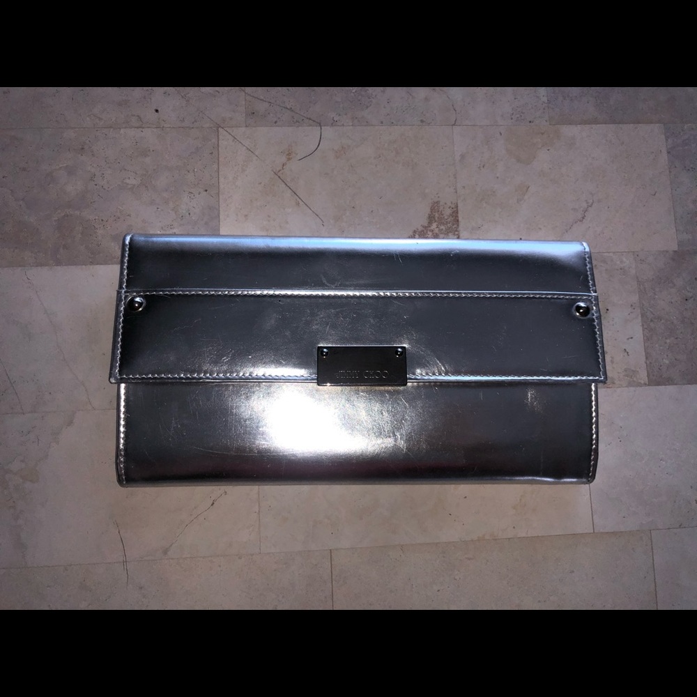 Silver jimmy choo bag clutch